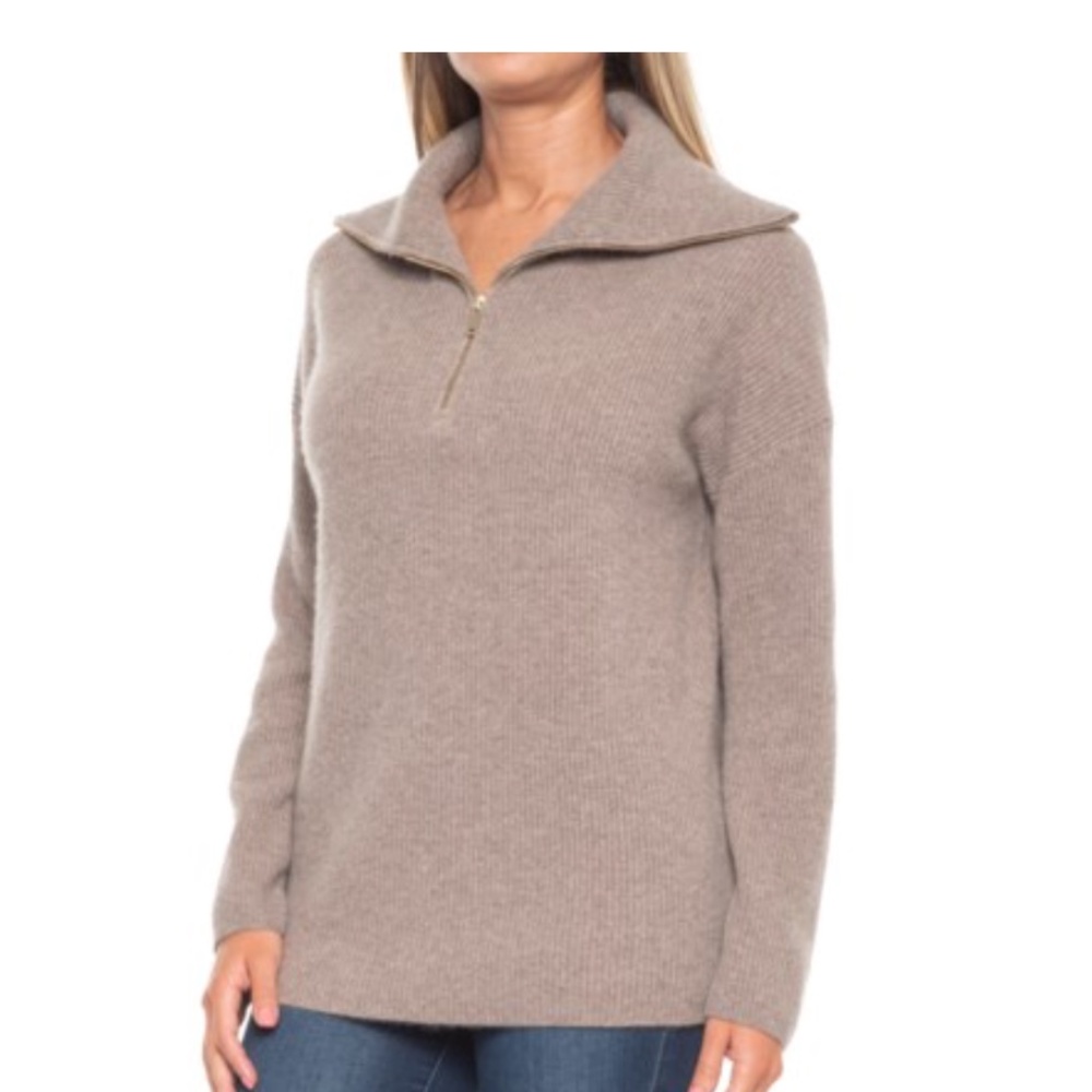 Ribbed 2-Ply Cashmere Sweater - Zip Neck from Rachel Zoe
